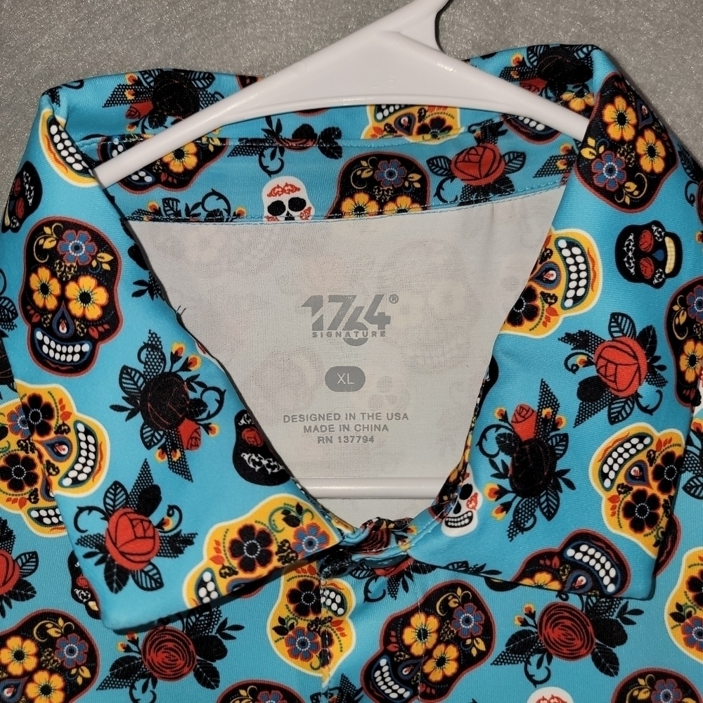 1764 Signature Performance Golf Polo Sugar Skull Sugar Dance SV16324 Size XL - Picture 2 of 10